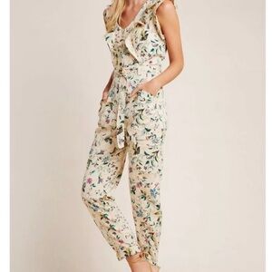 Anthropologie Violet Ruffled Utility Jumpsuit